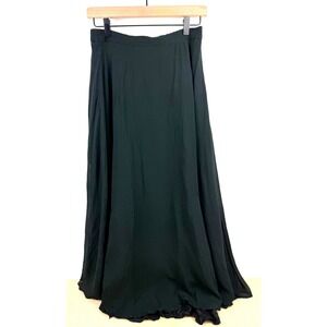 Nitelene Della Roufogali‎ Black 100% Silk Maxi Skirt High Waist Slit